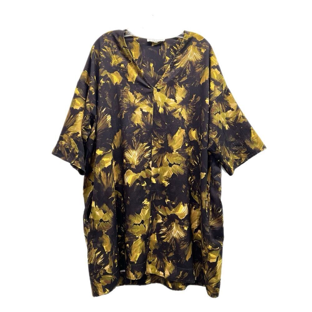 Bryn Walker Dress Medium Lagenlook Oversized Bohemian Abstract Black